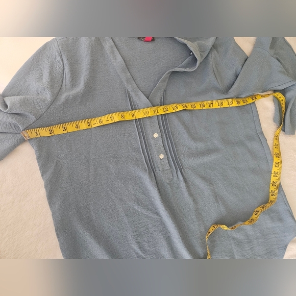 Vince Camuto-Women's Slate Blue Blouse with Ruffle Sleeves M - Picture 4 of 7